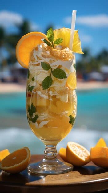 Premium Ai Image A Fruity Beach Cocktail Uhd Wallpaper