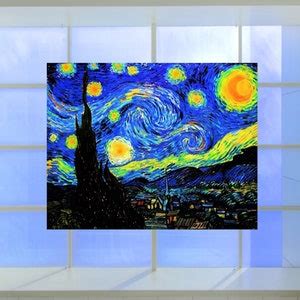 Starry Night Window Cling Stained Glass Color Suncatcher Etsy