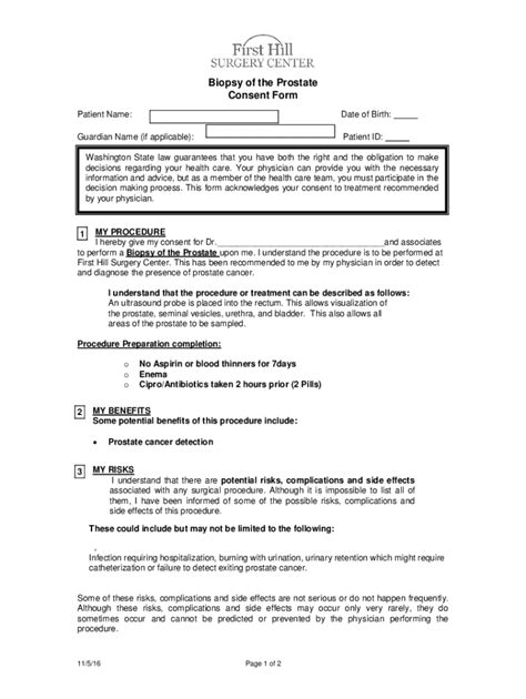 Fillable Online Biopsy Of The Prostate Consent Form Fax Email Print Pdffiller