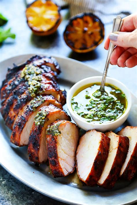 Grilled Pork Tenderloin With Charred Lemon Chimichurri Platings