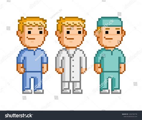 Vector 8 Bit Pixel Art Doctor Stock Vector Royalty Free 1292790778