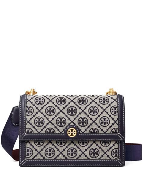 Tory Burch Small T Monogram Shoulder Bag Blue Farfetch Uk