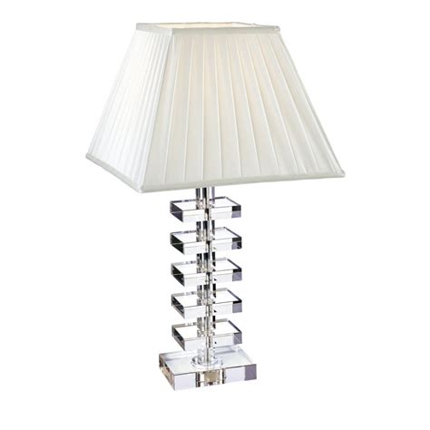 8238 Crystal Base Table Lamp In Crystal Glass With Cream Shade