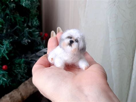 Needle Felted Shih Tzu Dollhouse Miniatures Animals Miniature Etsy