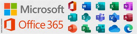 Set icons Microsoft Office 365: Word, Excel, OneNote, Yammer, Sway, PowerPoint, Access, Outlook ...