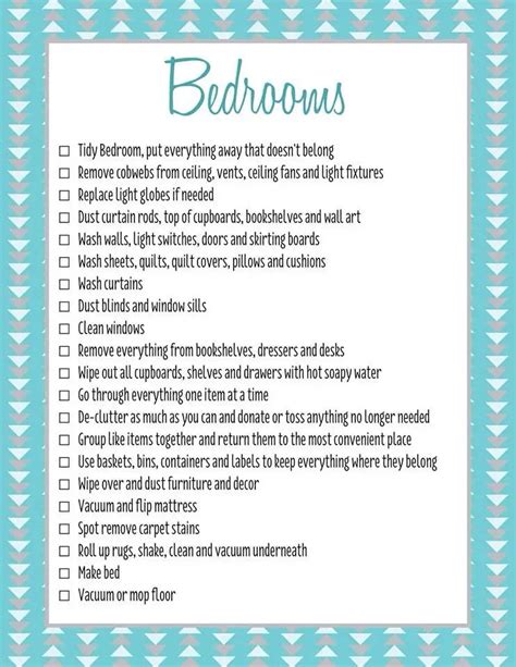 Printable Bedroom Cleaning Checklist Printable Word Searches