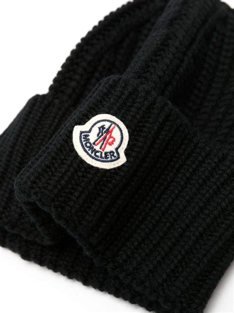 Moncler Logo Patch Knitted Beanie Farfetch