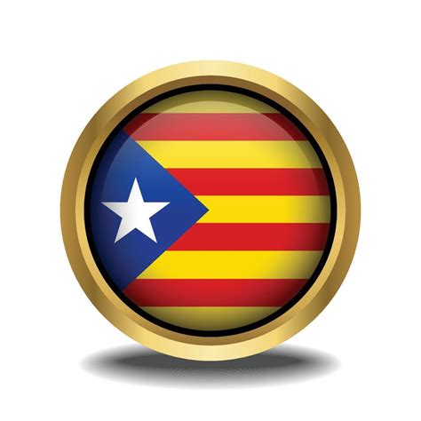 Cataluña bandera circulo forma botón vaso en marco dorado 20448696