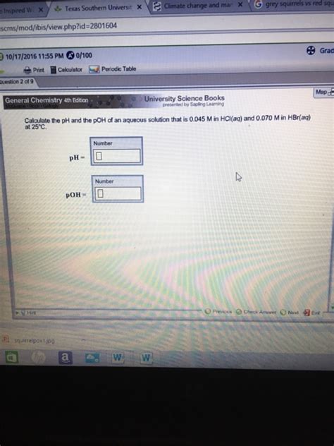 Solved Calculate The Ph And The Poh Of An Aqueous Solution