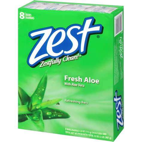 Zest Natural Body Scent Deodorizing Bar Soap Fresh Aloe Water And Pear