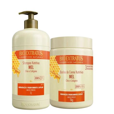 Kit Shampoo E Banho De Creme 1Kg Mel Bio Extratus Nutritivo Kit De