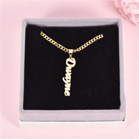 Vertical Nameplate Pendant Personalized Custom Gold Plated Name Necklace