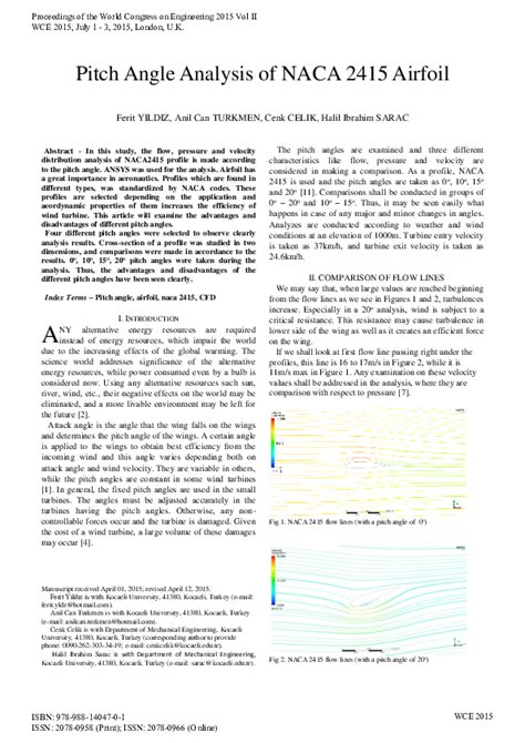 (PDF) Pitch Angle Analysis of NACA 2415 Airfoil