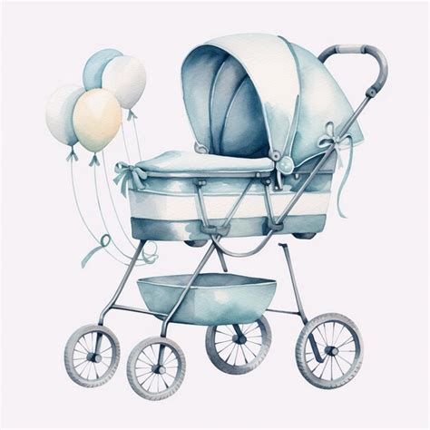 Premium Ai Image Baby Stroller Clipart Watercolor