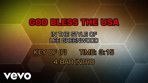 Lee Greenwood God Bless The Usa Karaoke Youtube Music