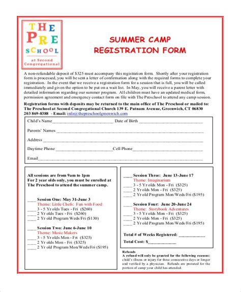 Free Summer Camp Registration Form Template Examples Of Summer Camp