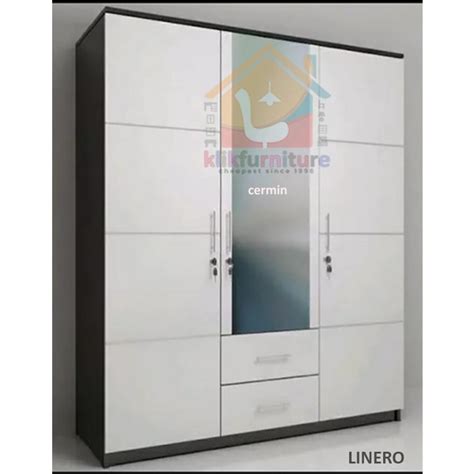 Jual Lemari Pakaian 3 Pintu Minimalis Kombinasi Putih Lp3p Linro