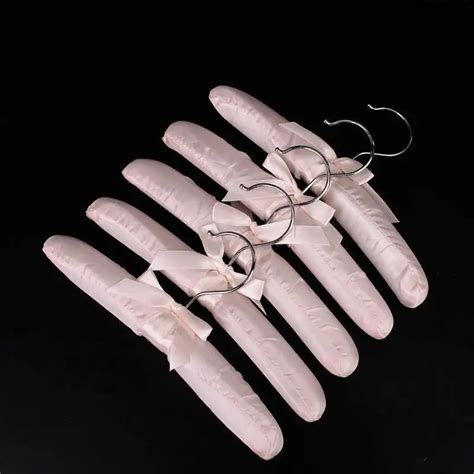 Ounona 5pcs Practical Sponge Padded Satin Hangers Clothes Racks Clothes