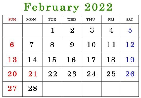 February 2022 Calendar With Holidays Usa Printable Template Download February Calendar Monthly