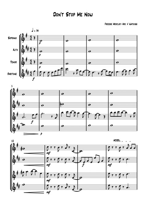 Dont Stop Me Now Arr Verena Watkiss By Queen Sheet Music For Woodwind Ensemble At Sheet