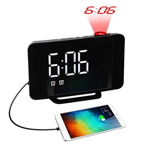 Large Digital Led Projection Alarm Clock With Fm Radio Usb