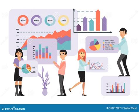 Analytic Concept Information Collection Data Analysis Business Infographic Design Cartoon