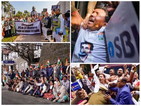 Congress Stages Nationwide Protests Over Adani Hindenburg Row In Pics