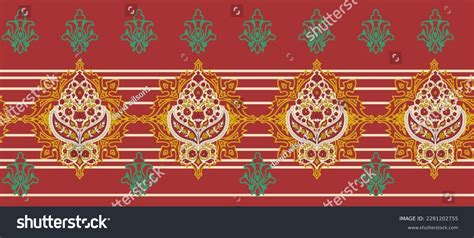 Traditional Asian Paisley Border Design Vintage Stock Illustration