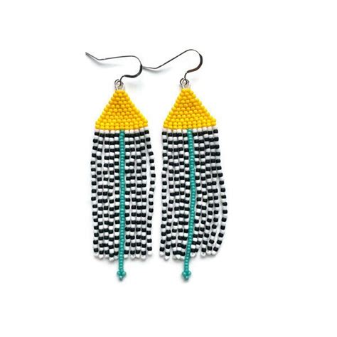 Seed Bead Fringe Earrings Boho Chic Beaded Earrings Long Fringe Earrings Etsy