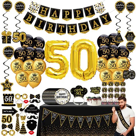 Th Birthday Decorations For Men Women Pack Black Gold Party