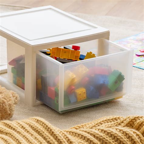 Iris Usa 14 5qt Plastic Storage Modular Stacking Drawer White