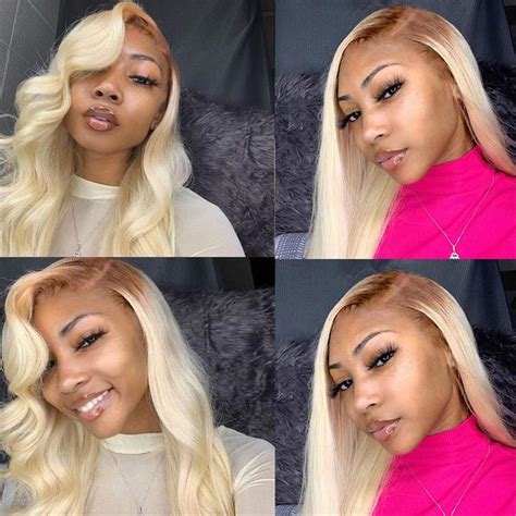 Alibonnie T4 613 Blonde Body Wave 13x4 Lace Front Wigs Ombre Brown Roo