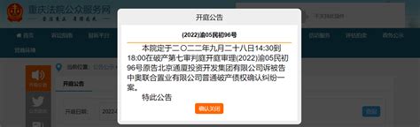 通厦投资状告中奥联合置业，案由系普通破产债权确认纠纷案件开发集团财经