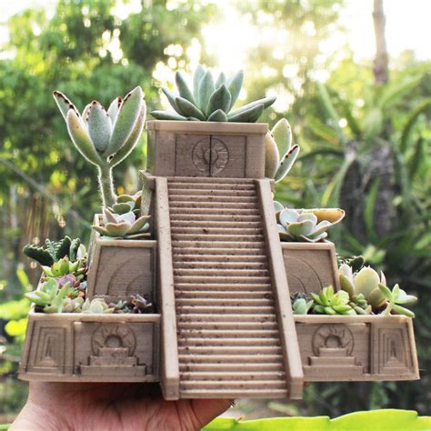 Aztec Pyramid Planter Print A Pot