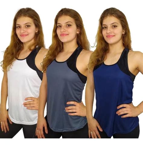 Kit 03 Regata Academia Fitness Feminina Dry Fit Escorrega o Preço