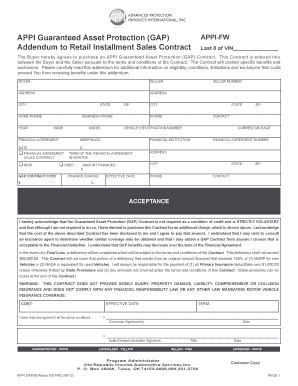 Fillable Online Addendum To Retail Installment Sales Contract Fax Email