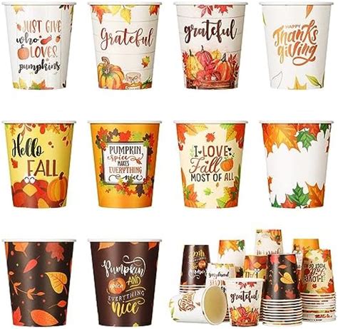 Amazon Umigy 100 Pcs 9 Oz Fall Disposable Paper Cups Autumn Paper