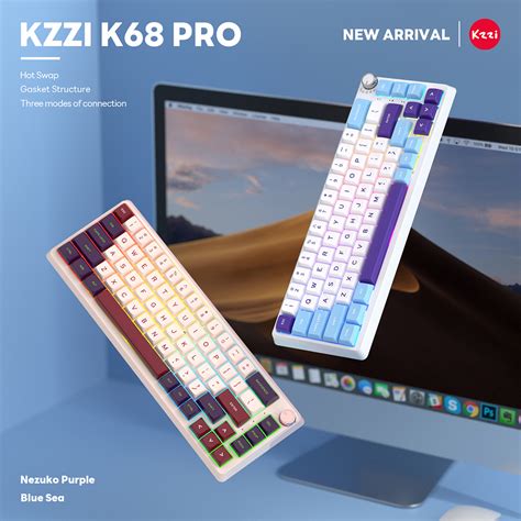 KZZI K PRO Nezuko Purple With Color Multimedia Display Mechanical Gaming Keyboard Hot
