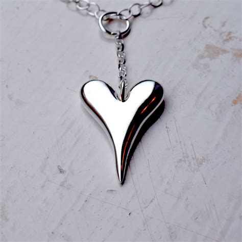 Chunky Heart Pendant In Solid Sterling Silver Edgy Metal Jewellery