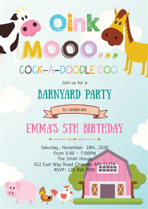 Farm Petting Zoo Birthday Party Invitation Template Postermywall