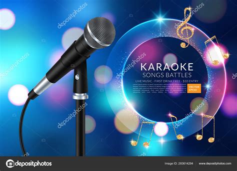 Vector Banner With Microphone And Inscription Karaoke Party On The Art