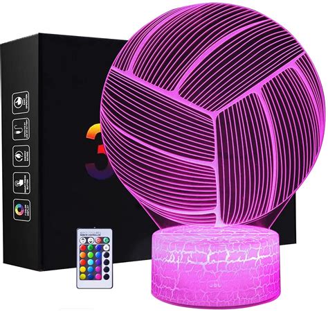 YSITIAN 3D Volleyball Night Lights LED 16 Colors Changeable Light USB