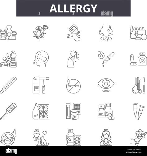 Iconos De Línea Signos De Alergia Vector Ilustración Del Concepto De