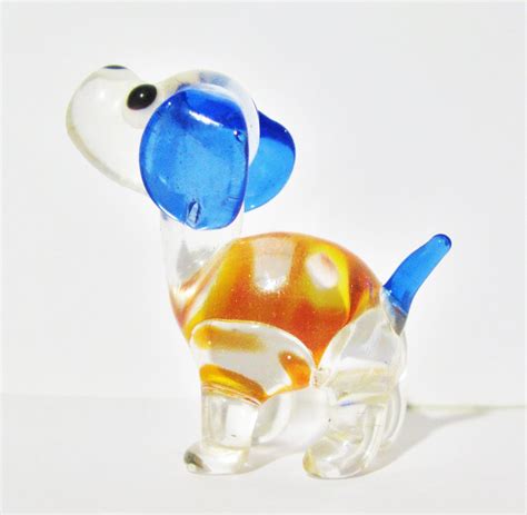 Murano Glass Dog Figurine Miniature Lamp Work Glass Puppy Etsy Dog