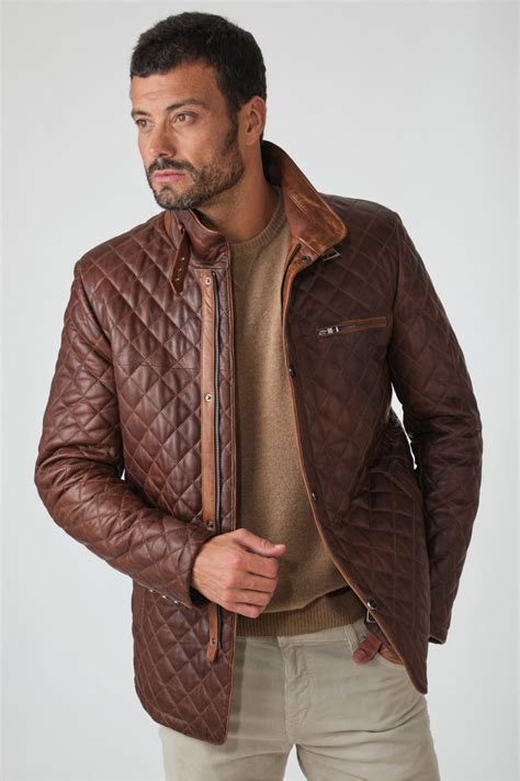 Veste matelassée cuir camel Cesare 1955 FARMER Cognac Cesare Nori