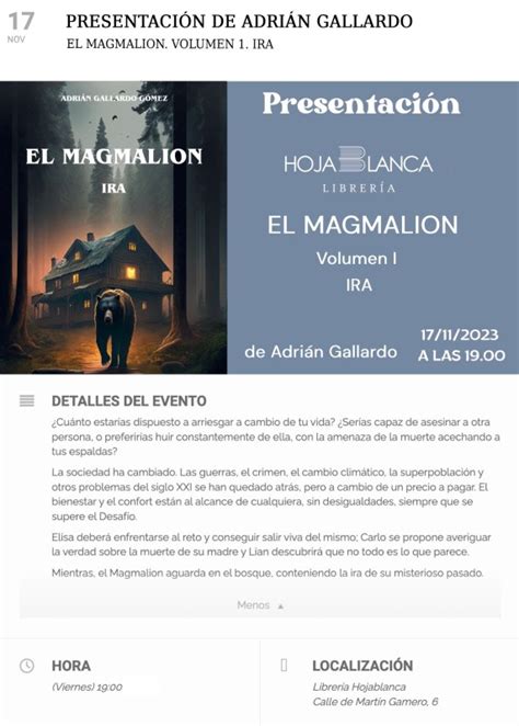 El Joven Toledano Adri N Gallardo Publica El Magmalion Su Pera