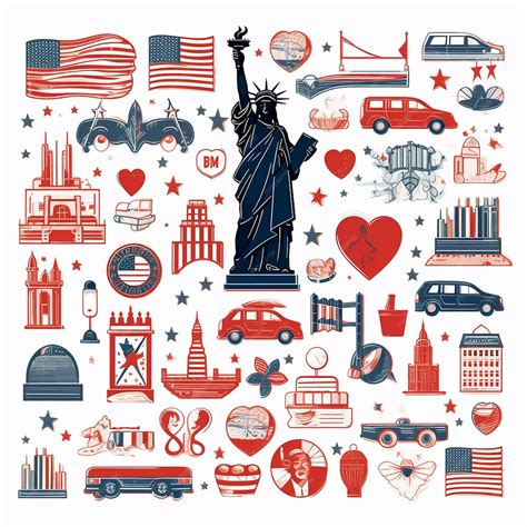 Premium Ai Image Vector Usa Flat Icons Set With American National