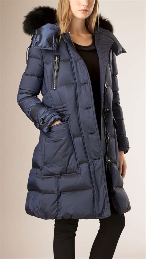 Down Filled Puffer Coat With Fox Fur Trim Hood Puffer Coat Puffer