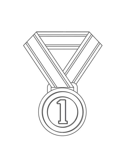 A Line Drawing Of A Medal With The Number One On It