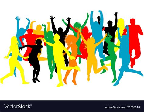 Colorful Silhouettes Of People Jumping Royalty Free Vector